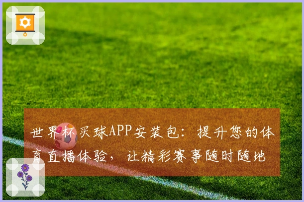 世界杯买球APP安装包：提升您的体育直播体验，让精彩赛事随时随地掌握